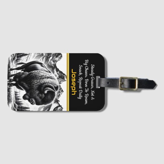 山々によるトワイライトのバッファロー ラゲッジタグ (正面横)