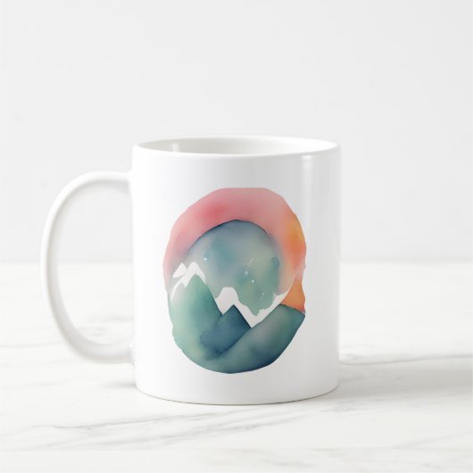 山々に抱かれての夜明け コーヒーマグカップ (左)