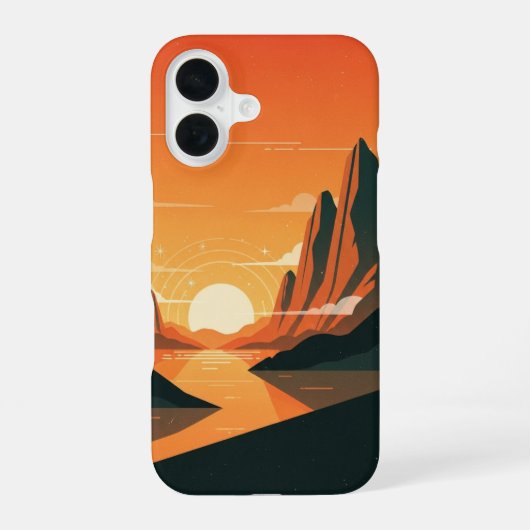 山々のサンセット iPhone 16ケース (裏面)