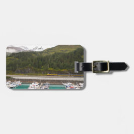 山々の写真と荷物タグアラスカ ラゲッジタグ