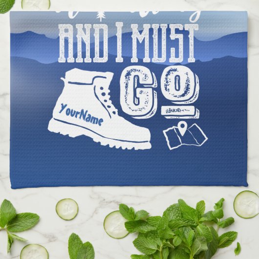 山々の呼び出しは名前のタイポグラフィ キッチンタオル (折り畳み)