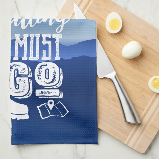 山々の呼び出しは名前のタイポグラフィ キッチンタオル (四つ折り)