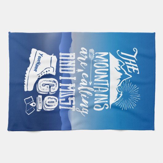 山々の呼び出しは名前のタイポグラフィ キッチンタオル (横)