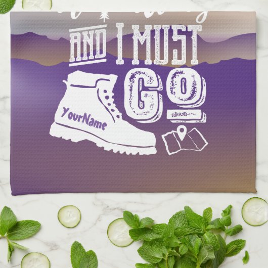 山々の呼び出しは名前のタイポグラフィ キッチンタオル (折り畳み)