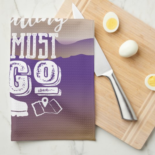 山々の呼び出しは名前のタイポグラフィ キッチンタオル (四つ折り)