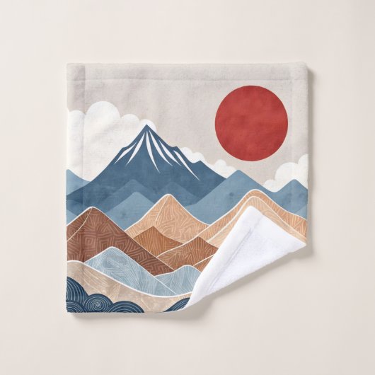 山々の夕焼けの美しさ ウォッシュタオル (ウォッシュタオル)