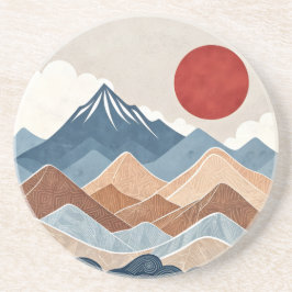山々の夕焼けの美しさ コースター