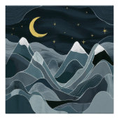 山々の夜景抽象芸術 ポスター (正面)