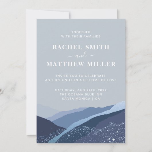 山々の山々の中の夕方に青い埃っぽい 招待状 (正面)