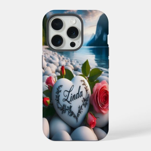 山々の間のリンダの心 iPhoneケース (裏面)