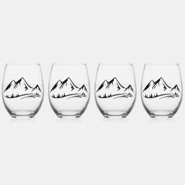 山々はデザインワイングラスをセットと呼んでいる ステムなしワイングラス