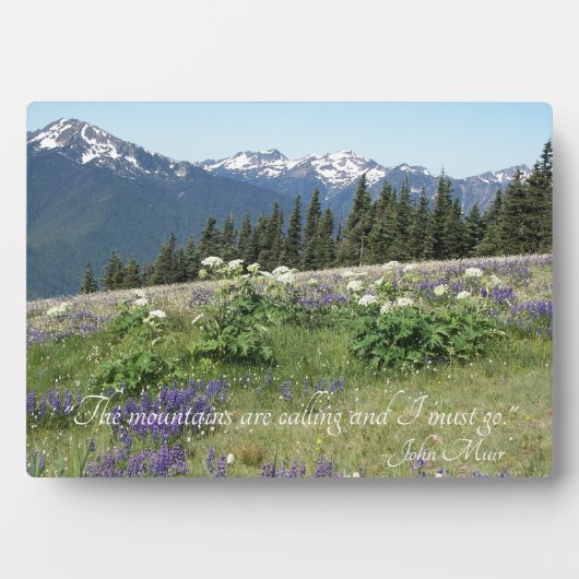 山々は引用文牧草野の花を呼んでいる フォトプラーク (正面)