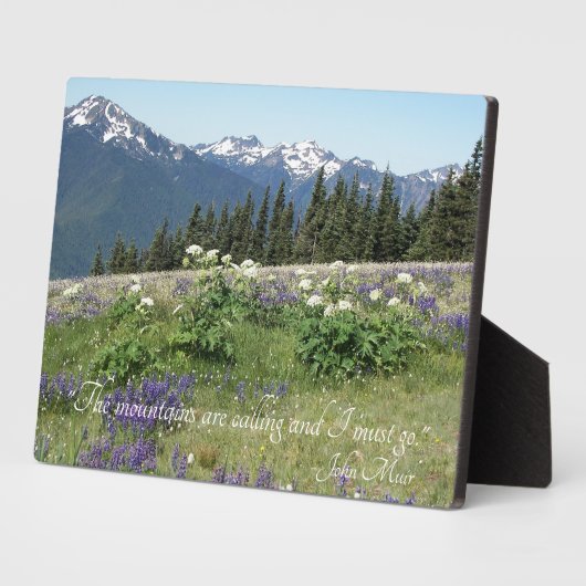 山々は引用文牧草野の花を呼んでいる フォトプラーク (側面)