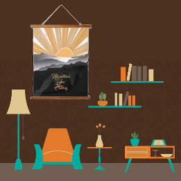 山々は焼けたシエナ日の出の日没を呼んでいる 吊り下げ型タペストリー