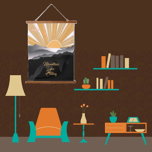 山々は焼けたシエナ日の出の日没を呼んでいる 吊り下げ型タペストリー