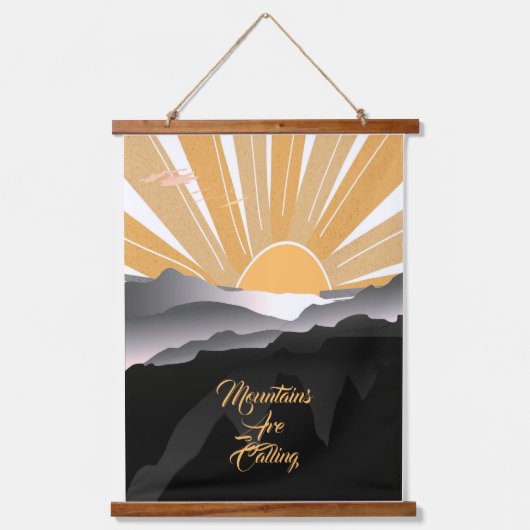 山々は焼けたシエナ日の出の日没を呼んでいる 吊り下げ型タペストリー (正面)