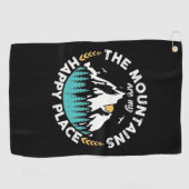 山々は私の幸福な場所だ ゴルフタオル (横)