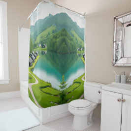 "山々を呼吸 – 風光明媚 シャワーカーテン