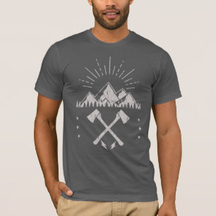 山々 斧 日の出 Tシャツ
