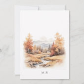 山々 紅葉 森 川 風景 ウェディング 招待状 (裏面)