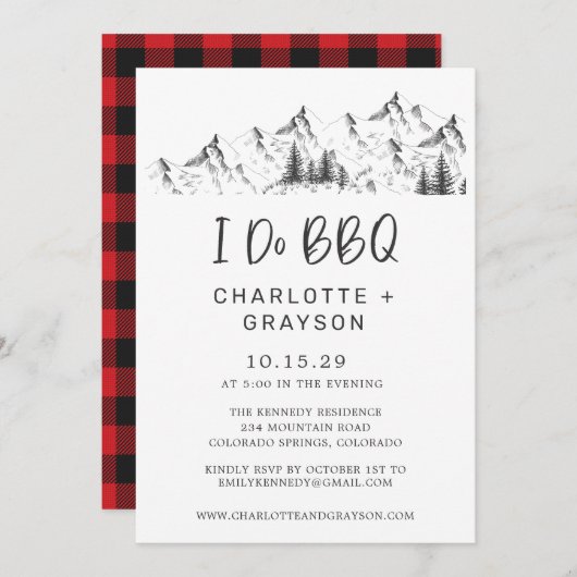 山あいの野生の水牛がテーマの BBQ での誓約式招待状 招待状 (正面/裏面)