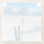 山およびスキー装置 ガラスコースター (裏面)