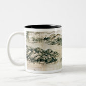 山および川の景色 ツートーンマグカップ (左)