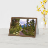 山および木は挨拶状を消します カード (黄色い花)