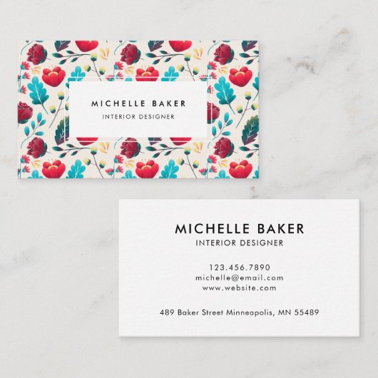 山お洒落花模様 名刺 (正面/裏面)