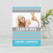 山かっこ型卒業発表（アクア） 招待状 (スタンド正面)