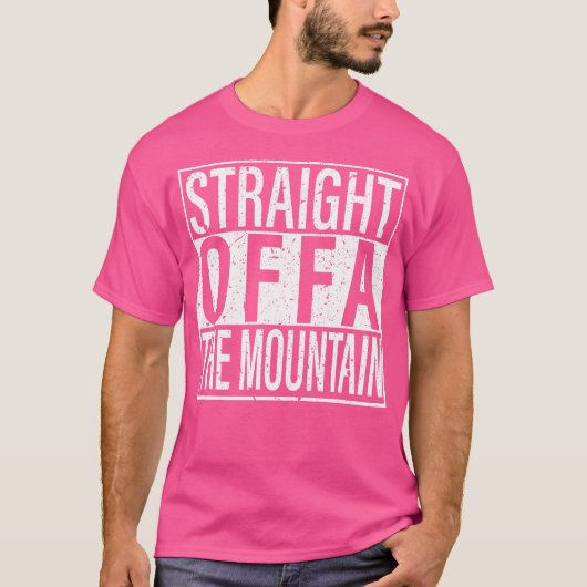 山からまっすぐ落ちる面白い登山 Tシャツ (正面)