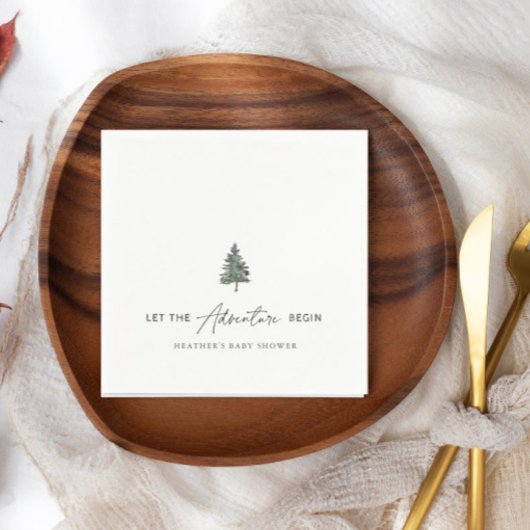 山から始まる冒険少年ベイビーシャワーのお祝い スタンダードカクテルナプキン