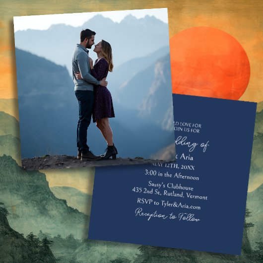 山かわいらしと写真テンプレートスクエア結婚ズ 招待状