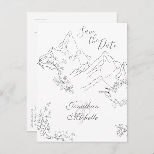 山かわいらしと花が日を結婚守る 案内ポストカード (正面/裏面)