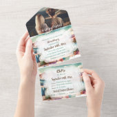 山かわいらしのシ結婚ーン(エンベロープ付き) オールインワン招待状 (貼ってはがせる)