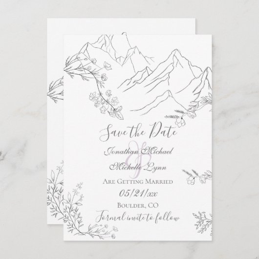 山かわいらし花結婚枝 セーブザデート (正面/裏面)