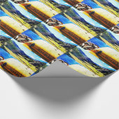 山が付いている黄色いジープの上 ラッピングペーパー (角)