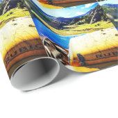 山が付いている黄色いジープの上 ラッピングペーパー (ロールコーナー)