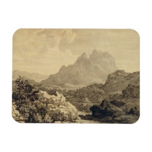 山が多い景色、c.1780 (灰色および茶色の洗浄 マグネット