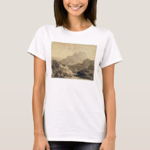 山が多い景色、c.1780 (灰色および茶色の洗浄 tシャツ