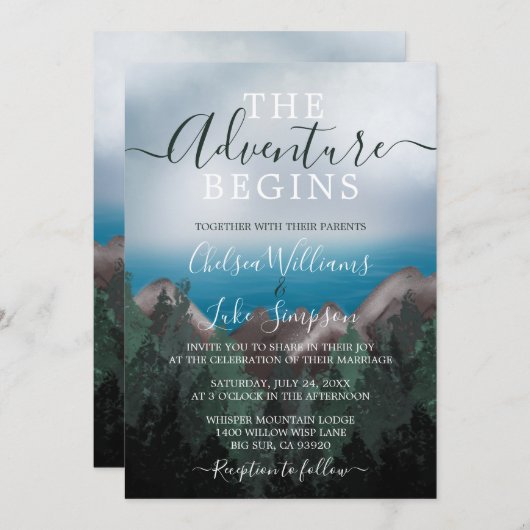 山が海に出会う冒険結婚の始まり 招待状 (正面/裏面)