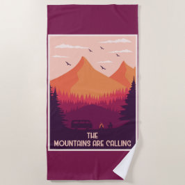 山が鳴っている ビーチタオル