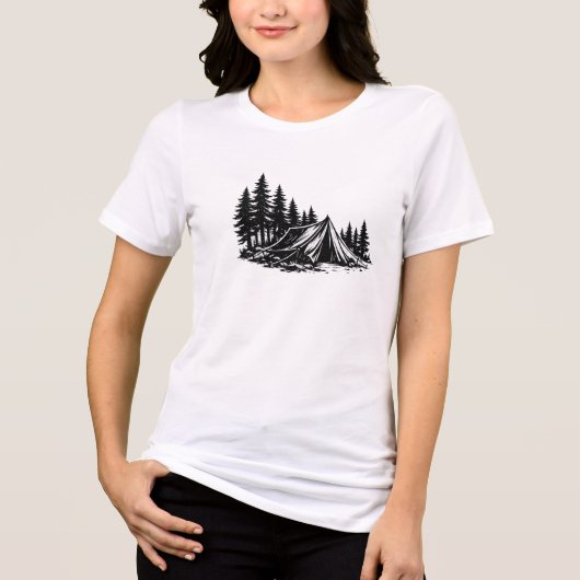 山でのキャンプアドベンチャー自然 トライブレンドTシャツ (正面)