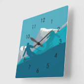 山でのスキー – スキーヤー スクエア壁時計 (傾斜)