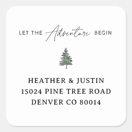 山での冒険が始まる 返信先住所 スクエアシール (正面)