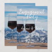 山でワインのグラス 招待状 (正面/裏面)