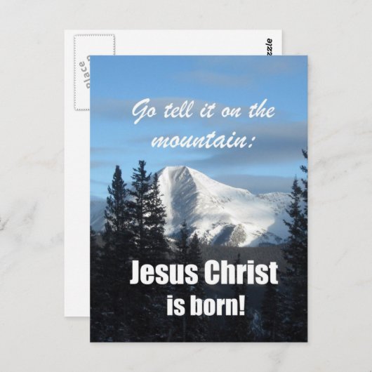 山で教えて行け：イエス・キリストは生まれ! ポストカード (正面/裏面)