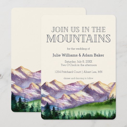 山で私たちと一緒に|素朴なウェディング 招待状 (正面/裏面)