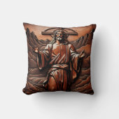 山で開いた腕を持つイエス クッション (正面)