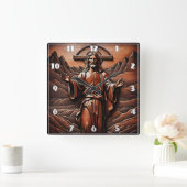 山で開いた腕を持つイエス スクエア壁時計 (ホーム)